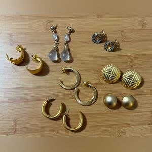 Vintage Bulk Earrings/Gold Hoops! Great Set